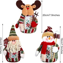Sepanda Christmas Decor Dolls, 3pcs Plush Standing Toys Santa Claus Snowman Reindeer Holiday Ornaments for Table Fireplace Indoor Home Decoration Xmas Party Gift Idea