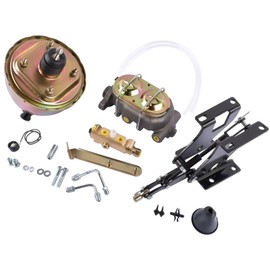 TEKKOAUTO 8” Dual Zinc Brake Booster + Master Disc Drum Kit Replacement for Chevy GMC Truck 1967-1972