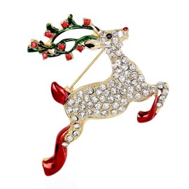MEISH Reindeer Christmas Brooch Animal Brooch Rhinestone Brooch Pin Lapel Pin Fashion Brooch Jewelry Holiday Party Gift for Women Men