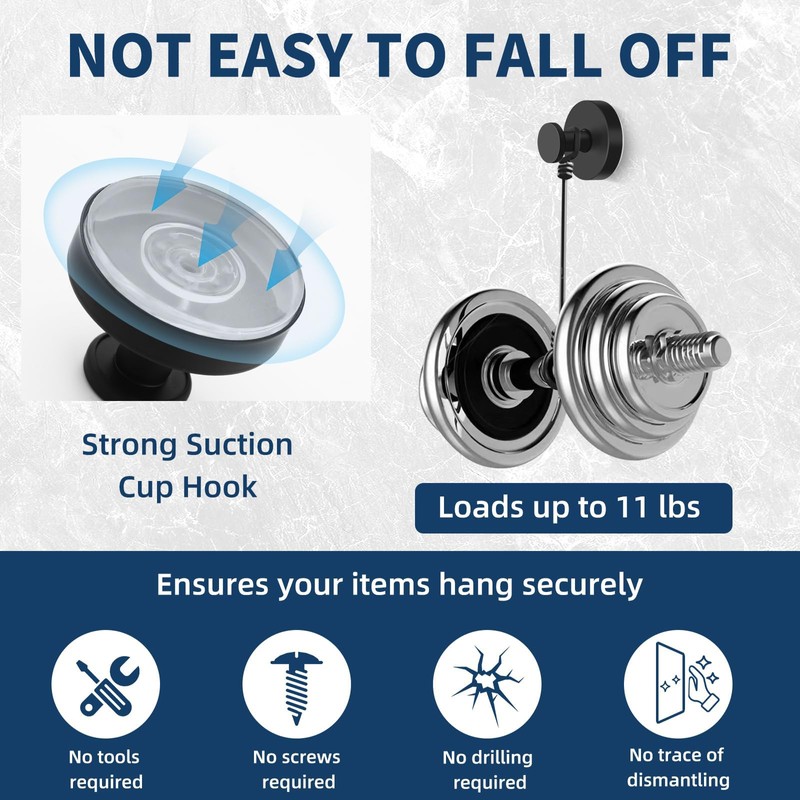 Hshenjhu Pack of 4 Suction Cup Hooks, Black No Drilling