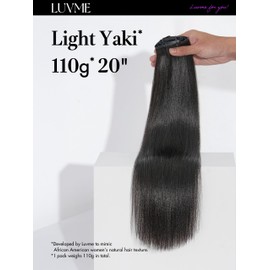 LUVME Yaki Straight Seamless 110g 7Pcs Clip in Hair Extensions Full Max with 16inch Natural Black 100% Real Soft Human Hair Extensions Remy Human Hair Extensions