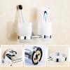 Toothbrush Glass Tumbler with Stainless Steel Holder Wall Mount Chromed