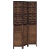 Dark Brown Solid Wood Paulownia 3-Panel Room Divider Elegant Screen