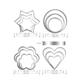 Metal Cookie Cutter Set Heart, Star, Round, Flower Set of 12 Cookie Cutters Star Round Small Star Cookie Cutter Kitchen Baking Oven