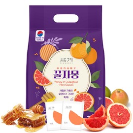 Ssanggye Korean Honey Grapefruit Tea 30g X 25pcs, All Natural Fresh Grapefruit Tea With Honey Marmalade Jam, Sauce For Salad Spread Ade Cocktail Dressing Portable Sachets For On-The-Go Sweet 꿀 자몽차, 4 Seasons Daily Drink