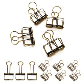 10pcs Skeleton Binder Clips, Hollow Bronze Metal Binder Clips Metal Wire Foldback Clips in Planner Clips Journal Clips Notebook Clips (32mm)