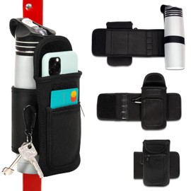 Magnetic Water Bottle Holder for Gym with 2 Pockets, Magnetic Bag Mount for Phones, Gym Essentials Accessories