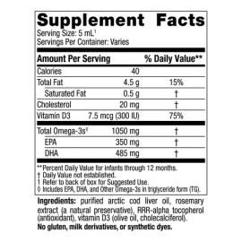 Nordic Naturals Suplemento Baby's DHA, 1050 mg de Omega + 300 UI vitamina D3, 2 fl oz (60 ml)