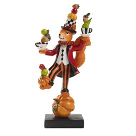 Bechivie Squirrel Figurine Fall Thanksgiving Decorations for Home, 11.9x5.7 Inchs Resin Indoor Autumn Statue Harvest Pumpkin Table Centerpieces Shelf Desk Fireplace Mantle Decor