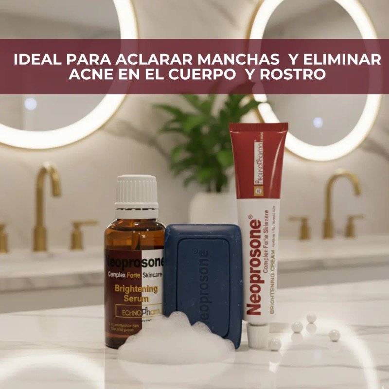 Kit Neoprosone Gel Anti Acne Serum Aclarante Limpiador Exfoliante Acido
