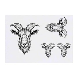 Azeeda 4 x 'Ziegenkopf' Temporäre Tattoos - Wasserfest, Hautfreundlich & Ungiftig · Transfers in Verschiedenen Größen (TO00073274)