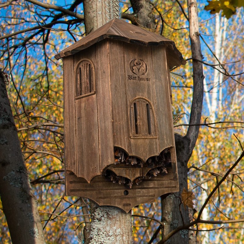 VIREESR Wooden Castle Bat Houses for Outdoors, Bat Boxes for