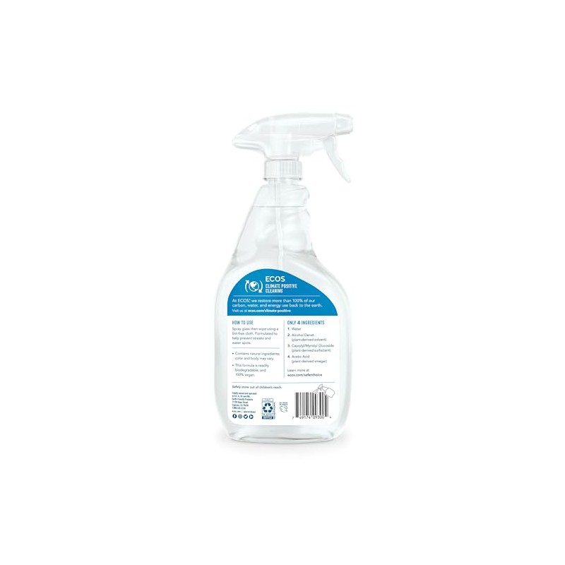 Earth Friendly Products ECOS Window Cleaner with Vinegar, 22-Ounce, (Pack