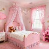 Plug in Chandeliers, 4-Light Pink Small Acrylic Crystal Hanging Ceiling