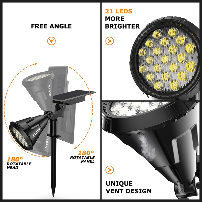 XTGTP Solar Spot Lights Outdoor, 21 LEDs Solar Outdoor Lights