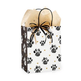 NWP Paws and Hearts Paper Shopping Bags - Cub Size - 8 x 4.75 x 10in. - Pack of 25