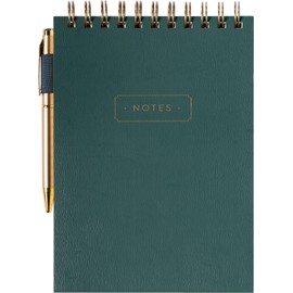 Eccolo Lined Top Spiral Notebook, Flexi-Cover Steno Pad with Pen Included (240 Perforated Pages), "Notes" A5 Notepad Ideal for Note Taking in School, College or Work (Green, 6x8.5 Inches)