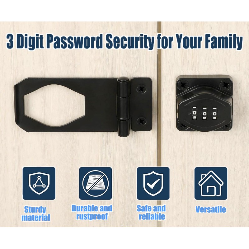 Litensh Household Cabinet Password Lock Hasp Locks Stainless Steel Combination