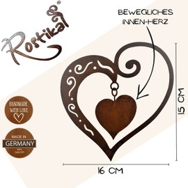 Rostikal Hanging Heart - Romantic Metal Decoration in Rust Effect - Ideal as Hanging Window Decoration & for Home - Perfect for All Occasions
