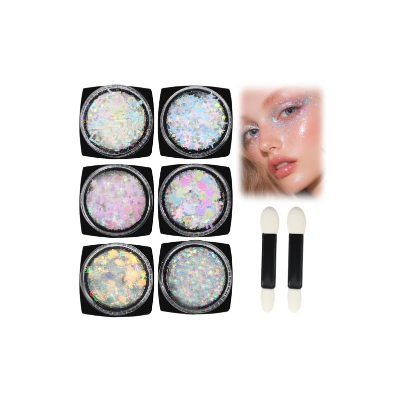 Gel con Purpurina Corporal y Facial 6pcs + 1pcs Aplicador