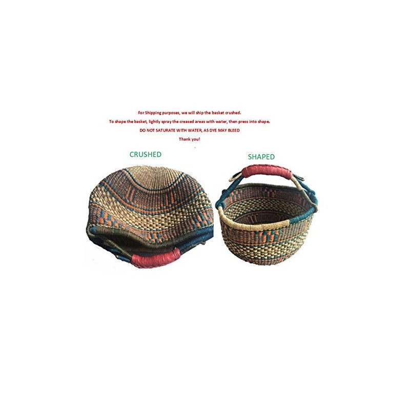 AFRICAN MARKET BASKET BOLGA FROM GHANA MEDIUM 11-13" ACROSS (Colors