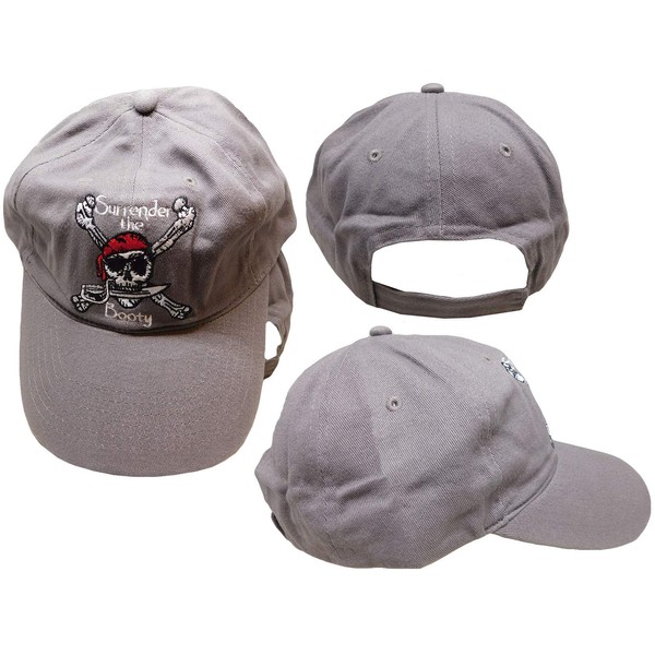 AES Surrender The Booty Pirate Grey Washed Distressed Drab Embroidered