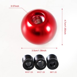 YIUIY Universal Round Ball Gear Shift Knob,Chrome Finish Aluminum Shifter Knobs with 3 Adapters Compatible with Manual and Automatic Transmission Car(Red)