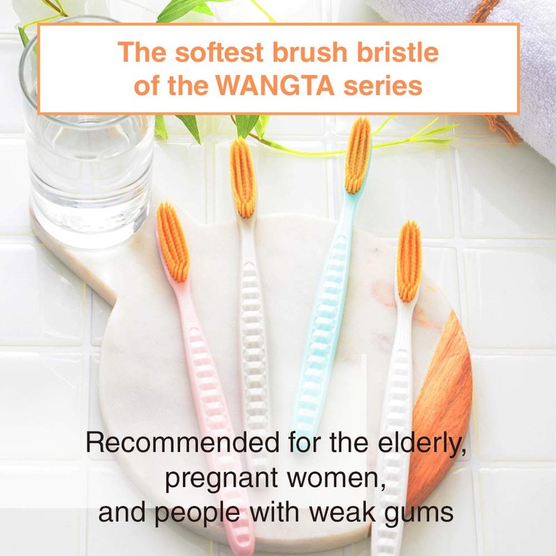 WANGTA Toothbrush 4pcs, Twice as Wide as Regular Brush Head,
