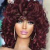 ZANPAL Burgundy Bouncy Curls Wigs With Bangs 99j 6inch 200%