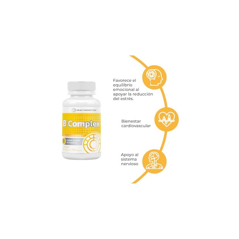 HEALTHADDICTION - Complejo B Vegano B Complex, Vitaminas B1, B2,