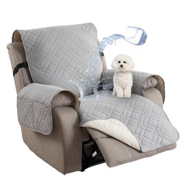 Easehomey 100% Waterproof Multigrid Recliner Chair Covers, Anti-Slip Recliner Cover, Pet Friendly, Machine Washable Covers for Recliner Chair with Pocket, Furniture Protector(28",Light Gray)