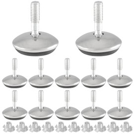 Bivethoi 12 Pack M6 Swivel Furniture Leveling Feet, Adjustable Heavy Duty Sofa Feet with T Nut, Threaded Swivel Foot Pads Chair Glides, 1-3/16 Inch OD