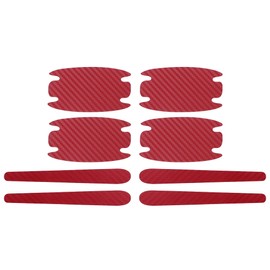 HOPESPANNER Universal 51x89mm Car Door Cup Protector Sticker Anti-Scratches+Auto Door Handle Protective Film 1 Set Red