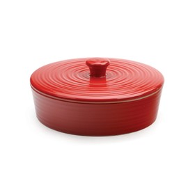 RSVP International Stoneware Tortilla Warmer & Server with Lid, Dishwasher, Microwave and Oven Safe, 8" Dia x 3", Red