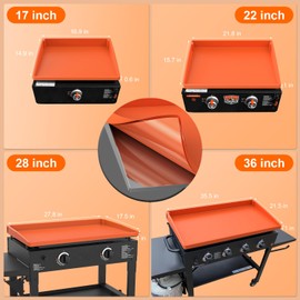 BANGIE BANGIE Griddle Cover Mat for Blackstone 22 Inch Griddle Accessories - Full Wrap-Around Protection Silicone Mat for Griddle - Food Grade Silicone Grill Mat - ORANGE