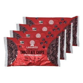 Lakanto Sugar Free Chocolate Baking Chips Sweetened with Monkfruit - Pack of 4 Bags - 8 oz Per Bag - 32 oz Total - Gluten Free, Vegan, Non GMO, and Keto Friendly