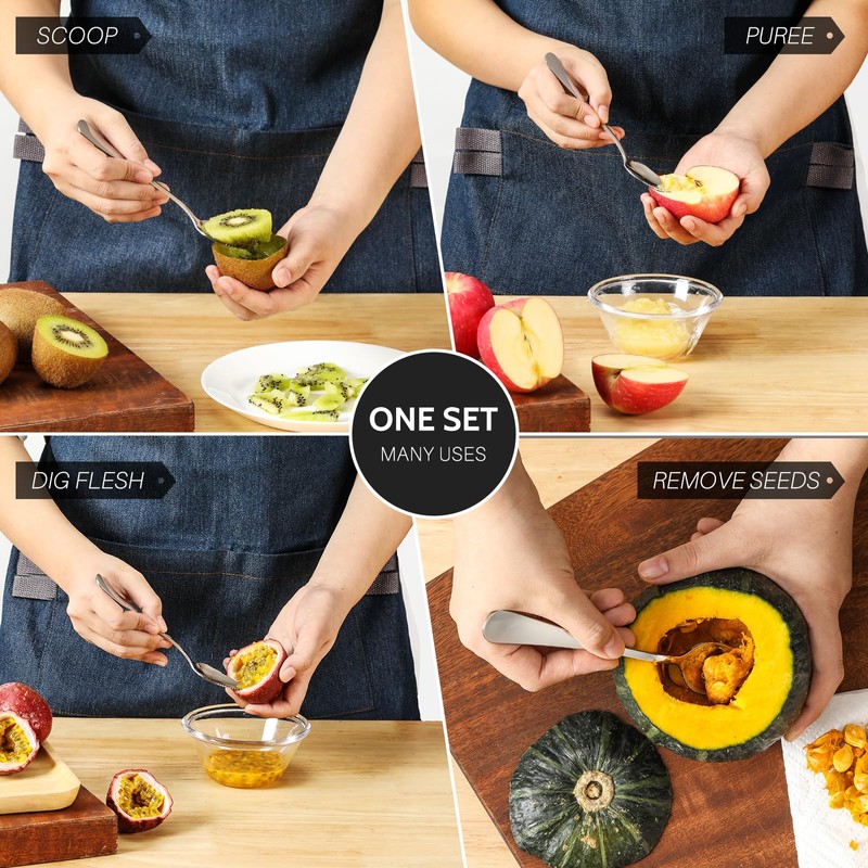 Hiware 4-piece Grapefruit Spoons and Grapefruit Knife, 18/8 Stainless Steel