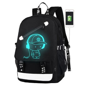 HIPOTUO Anime Luminous Backpack, 16' Laptop Backpack with USB Charging Port with Anti-Theft Lock