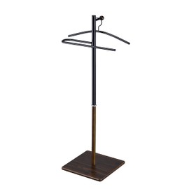 Proman Products VL17240 Kumo Freestanding Metal Valet Stand Organizer with Removable Hanger, Trouser Bar, 2 Tone (Black/Walnut), 11.5" W x 11.5" D x 41" H