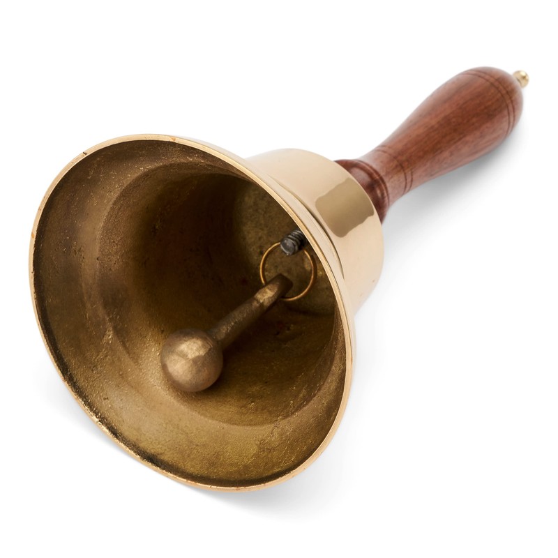 NKlaus Maritime Table Bell Brass with Wooden Handle 22 cm