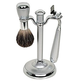 Comoy WG Mak3 Shave Set, Pewter/Chrome