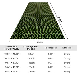 Haiping Line Small Hexagonal 98.4"X43.31"EVA Self-Adhesive eva Foam Boat Flooring for Yacht Pool Boat Flooring Sheet Thick Non-Skid mat (Small Hexagonal, Black and Olive Green, 98.4"X43.31")