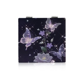 Butterfly Compact Magnifying Makeup Mirror for Travel Cartoon Cute Handheld Foldable Mini Pocket-Sized Magnified Personal Mirror (Butterfly 3)