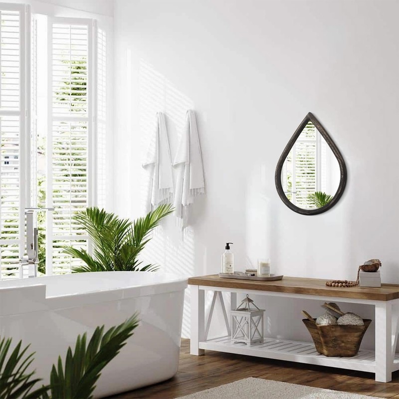 FEUFOAM Irregular Wall Mirror Small Wood Frame Wall Mounted Mirrors