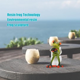 Garneck Frog Figurine Statue Cute Pencil Holder Funny Green Frog SMS on Toilet Sculpture Gifts for Fairy Garden Office Decoration