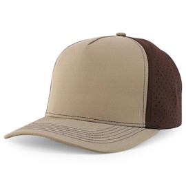 Trendy Apparel Shop 5 Panel Strcutured Curved Bill Trucker Snapback Cap - Khaki Brown