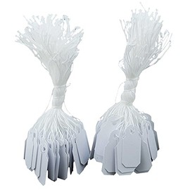 200 Pcs of White Paper String Tags, Price Tags, Elegant Jewelry String Tags Perfect for Gifts or Business (7/8" x 3/8" (10mm x 22mm), White)