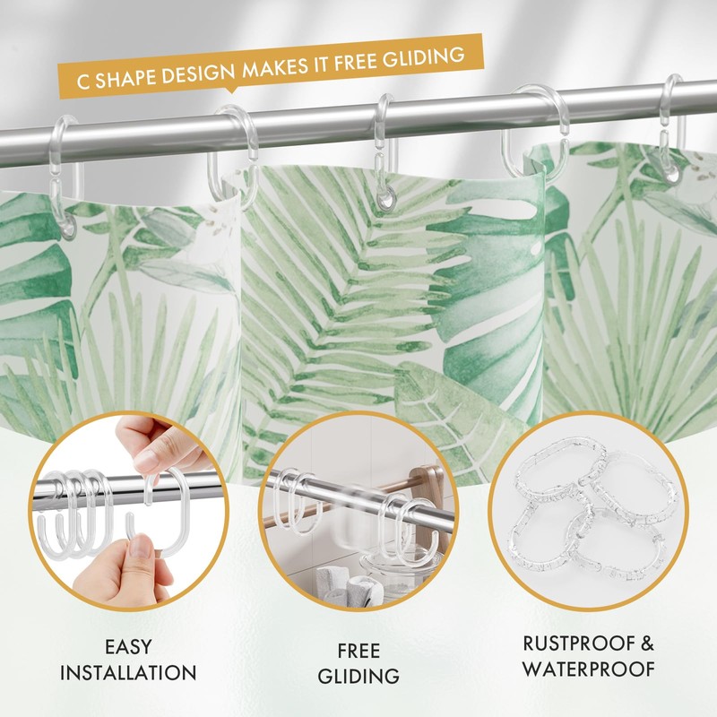 Amazer Plastic Shower Curtain Rings, Shower Curtain Hooks, 24 Pcs