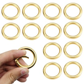 Pack of 20 28 mm Round Carabiner Hooks D-Orange Zinc Alloy Spring Clip Round Carabiner Key Rings Snap Hook Snap for Bags Purses Organisational Accessories Gold