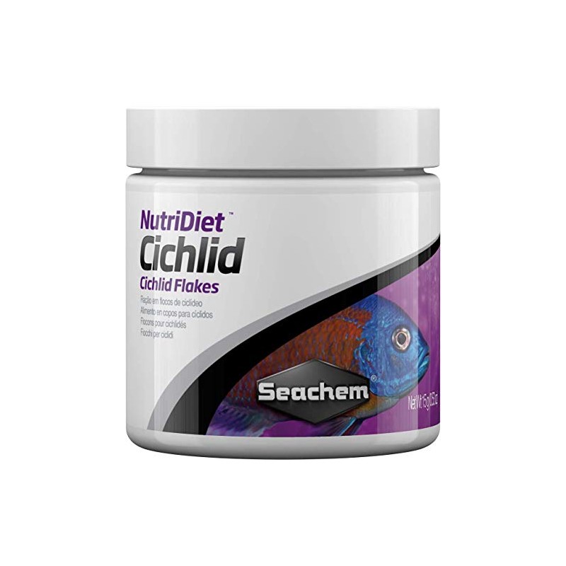 Seachem NutriDiet Cichlid Fish Flakes - Probiotic Formula with GarlicGuard